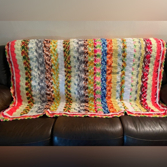 Vintage Granny Blanket 52x72” Beautiful Colorful Crochet Afghan